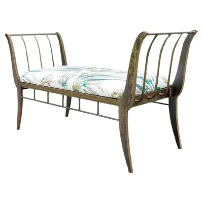 Pre-owned Hermes Vintage Boho Bronze Bench With  Silk Duchess Upholstery In Gold