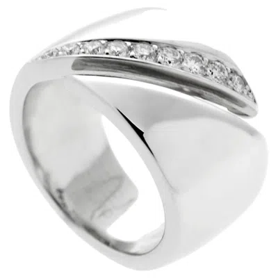 Pre-owned Hermes Vintage Bypass Diamond 18k White Gold Cocktail Ring