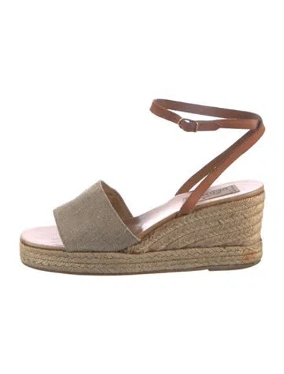 Pre-owned Hermes Vintage Canvas Espadrilles In Neutrals/orange