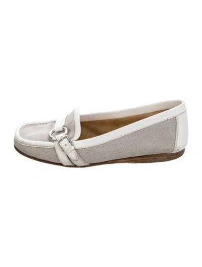 Pre-owned Hermes Vintage Canvas Loafers In Neutrals