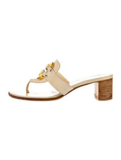 Pre-owned Hermes Vintage Chaîne D'ancre Insignia Slides In White