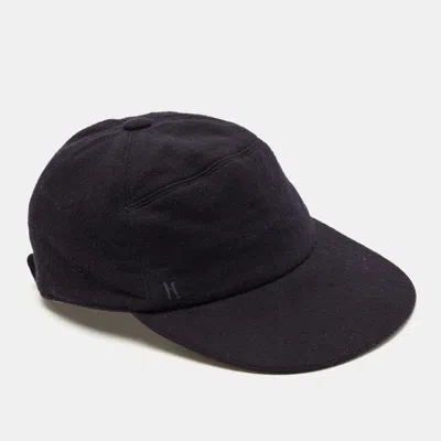 Pre-owned Hermes Hermès Vintage Chapeaux Motsch Navy Blue Cashmere Blend Baseball Cap Size 57