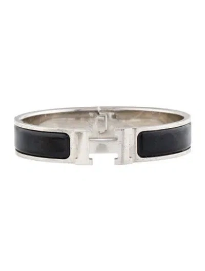 Pre-owned Hermes Vintage Clic H Bracelet, 6.25" In Black