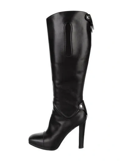 Pre-owned Hermes Vintage Clou De Selle Accent Boots In Black