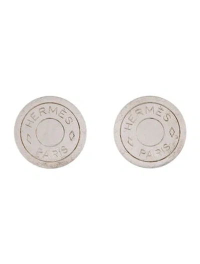 Pre-owned Hermes Vintage Clou De Selle Bijouterie Fantaisie Clip-on Earrings In Multi