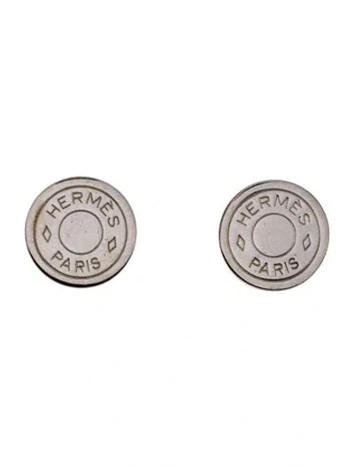 Pre-owned Hermes Vintage Clou De Selle Clip-on Earrings In Multi