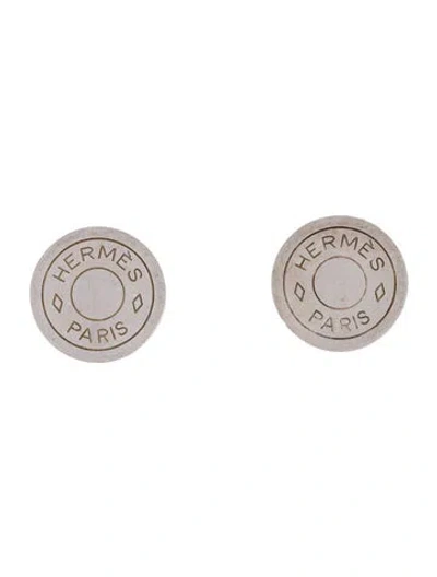 Pre-owned Hermes Vintage Clou De Selle Clip-on Earrings In Multi