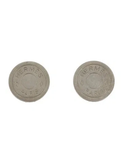 Pre-owned Hermes Vintage Clou De Selle Clip-on Earrings In Multi