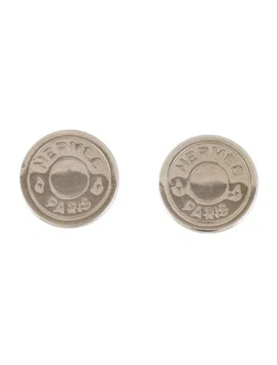 Pre-owned Hermes Vintage Clou De Selle Clip-on Earrings In Multi