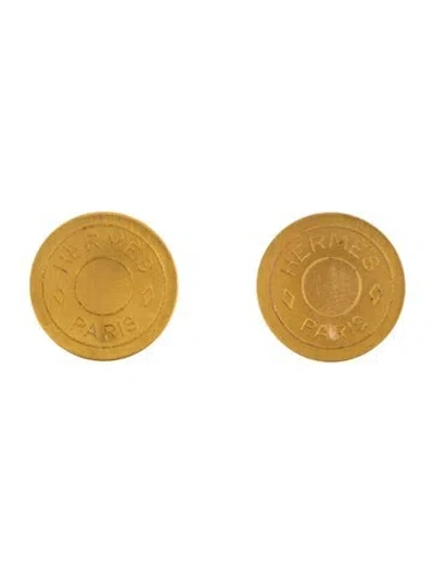 Pre-owned Hermes Vintage Clou De Selle Clip-on Earrings In Multi