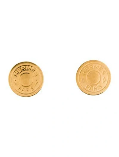 Pre-owned Hermes Vintage Clou De Selle Clip-on Earrings In Multi