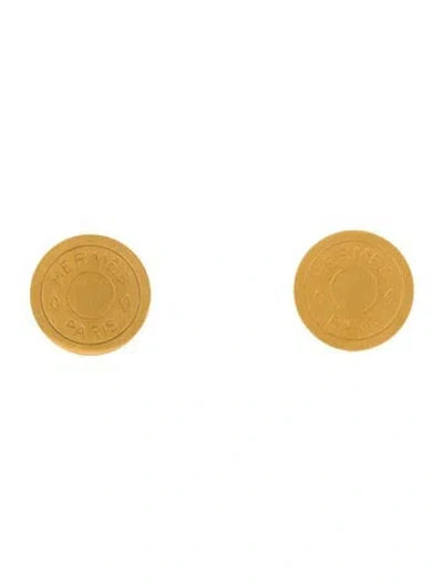 Pre-owned Hermes Vintage Clou De Selle Clip-on Earrings In Multi