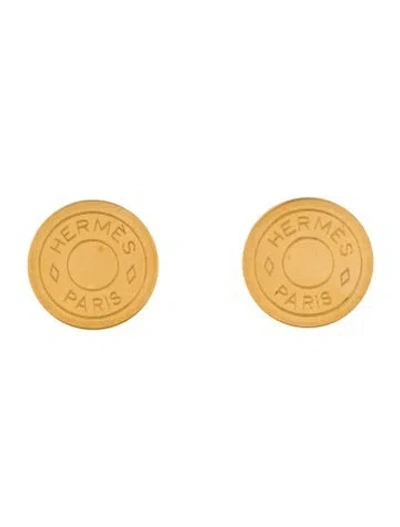Pre-owned Hermes Vintage Clou De Selle Clip-on Earrings In Multi