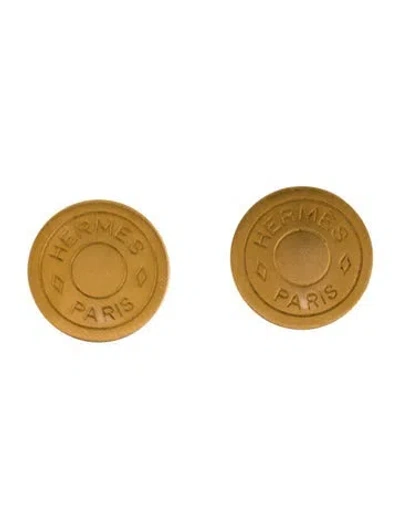 Pre-owned Hermes Vintage Clou De Selle Clip-on Earrings In Multicolor