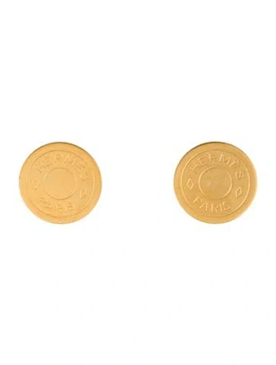 Pre-owned Hermes Vintage Clou De Selle Clip-on Earrings In Multicolor