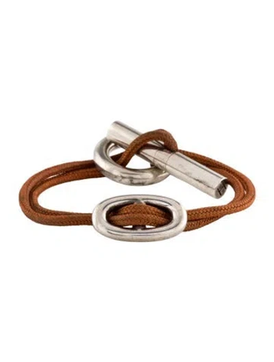 Pre-owned Hermes Vintage Cord Skipper Bracelet, 6" In Brown