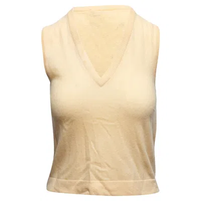 Pre-owned Hermes Vintage Cream  V-neck Cashmere Sweater Vest In White