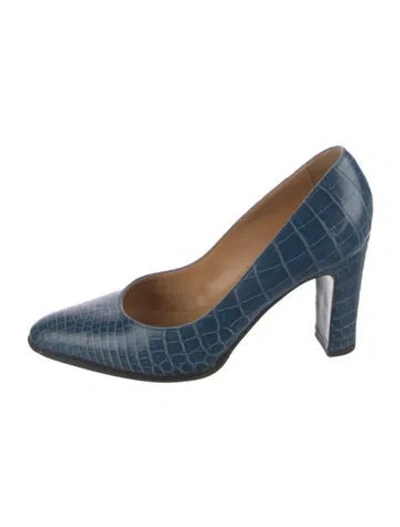 Pre-owned Hermes Vintage Crocodile Pumps In Brown