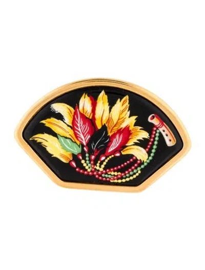 Pre-owned Hermes Vintage Enamel Brazil Brooch Pin In Multi