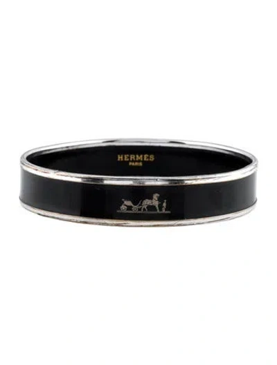 Pre-owned Hermes Vintage Enamel Calèche Bangle Bracelet, 7.75" In Multi