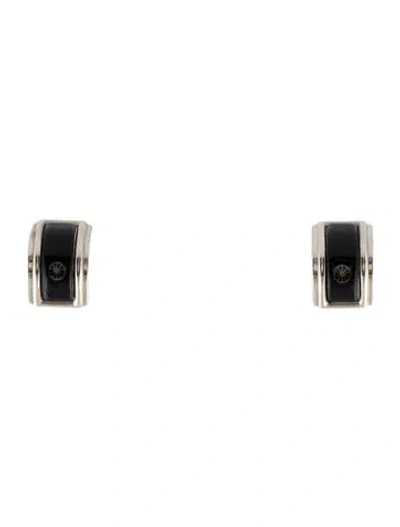 Pre-owned Hermes Vintage Enamel Clip-on Earrings In Black