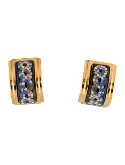 Pre-owned Hermes Vintage Enamel Clip-on Earrings In Multi
