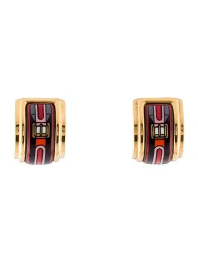 Pre-owned Hermes Vintage Enamel Clip-on Earrings In Multi
