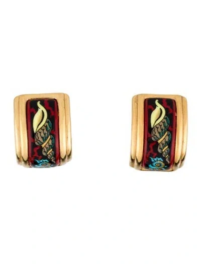 Pre-owned Hermes Vintage Enamel Clip-on Earrings In Multi