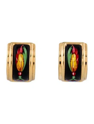 Pre-owned Hermes Vintage Enamel Clip-on Earrings In Multi
