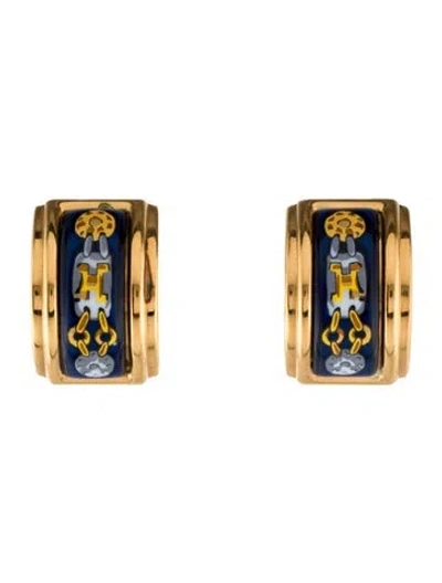 Pre-owned Hermes Vintage Enamel Clip-on Earrings In Multi