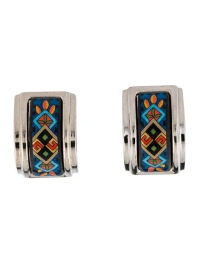 Pre-owned Hermes Vintage Enamel Clip-on Earrings In Multi
