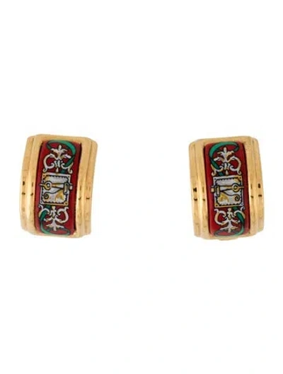 Pre-owned Hermes Vintage Enamel Clip-on Earrings In Multi
