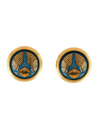 Pre-owned Hermes Vintage Enamel Clip-on Earrings In Multi