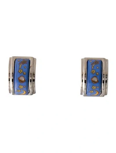 Pre-owned Hermes Vintage Enamel Clip-on Earrings In Multi