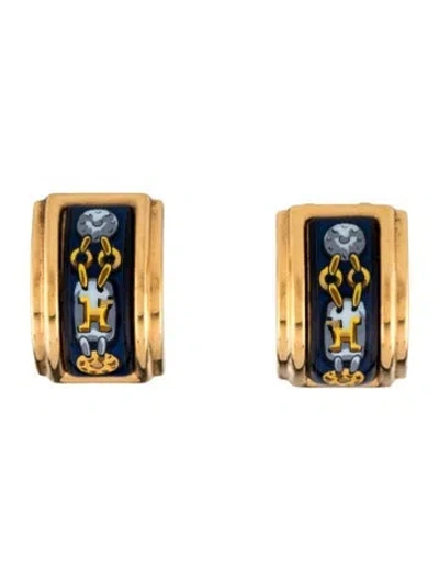 Pre-owned Hermes Vintage Enamel Clip-on Earrings In Multi