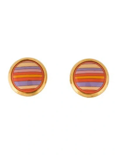 Pre-owned Hermes Vintage Enamel Clip-on Earrings In Multicolor