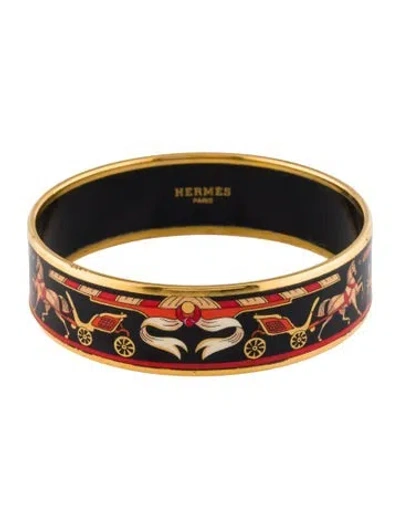 Pre-owned Hermes Vintage Enamel Wide Bangle Bracelet, 8.25" In Multi