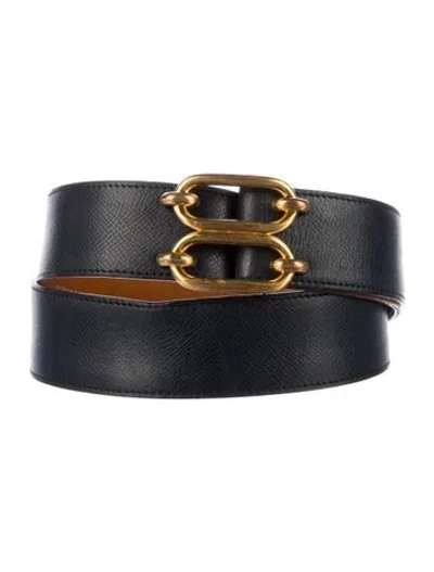 Pre-owned Hermes Vintage Epsom Leather Belt Strap Belt In Blue