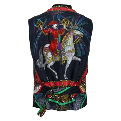 Pre-owned Hermes Vintage Feux D'artifice 150th Anniversary Silk Vest In Black
