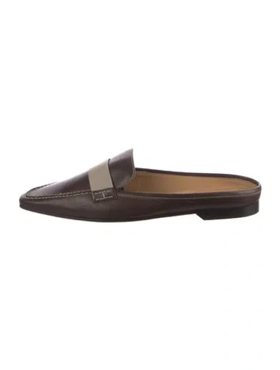 Pre-owned Hermes Vintage H Logo Mules In Brown