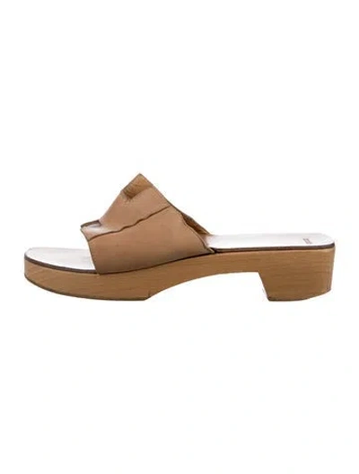 Pre-owned Hermes Vintage H Logo Slides In Neutral