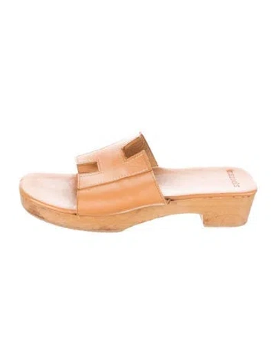 Pre-owned Hermes Vintage H Logo Slides In Neutrals