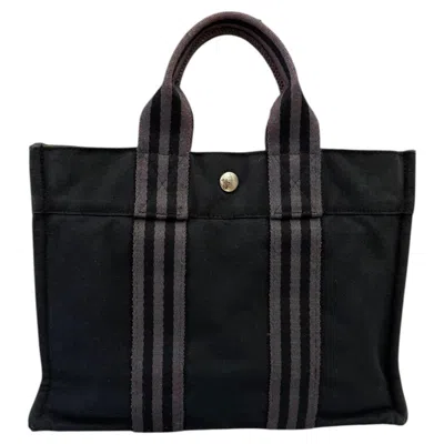 Pre-owned Hermes Vintage Hermès Fourre Tout Black Toile Tote Pm
