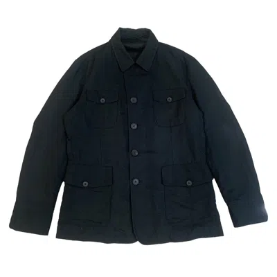 Pre-owned Hermes Vintage  Lin Linen 4 Pocket Jacket In Black