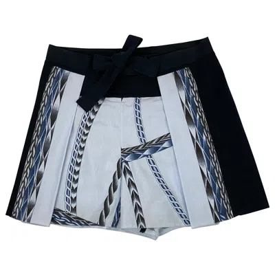 Pre-owned Hermes Vintage  Paris Blue Cotton Mini Shorts, Size 38