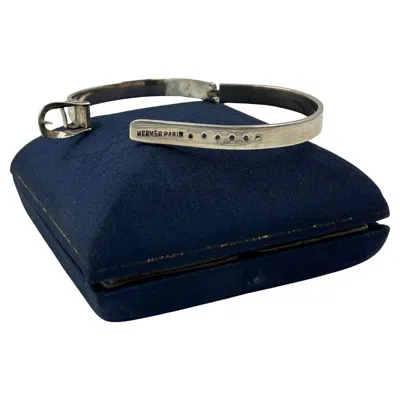 Pre-owned Hermes Vintage  Paris Silver Bracelet “boucle” In Black