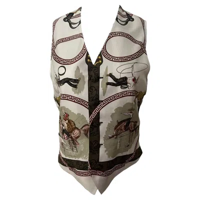 Pre-owned Hermes Vintage  Silk Vest, Size 46 In Gray