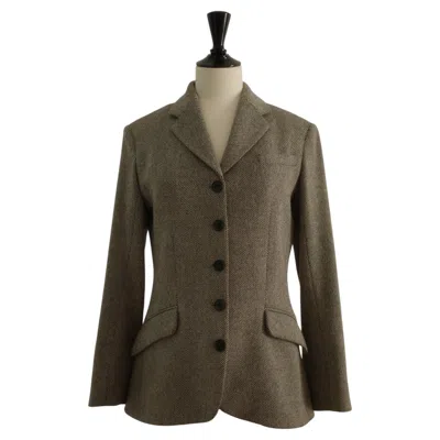 Pre-owned Hermes Hermès Vintage Jean Paul Gaultier Herringbone Blazer Jacket 2004 Runway Piece In Gray