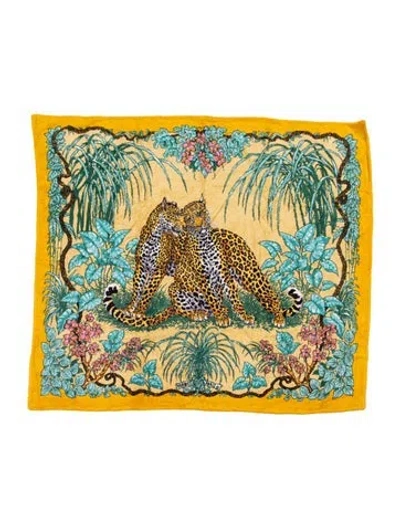 Pre-owned Hermes Vintage Jungle Love Large Beach Towel In Yellow