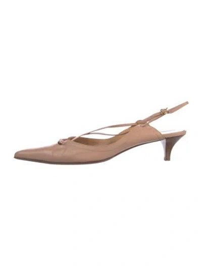 Pre-owned Hermes Vintage Kitten Slingback Pumps In Pink